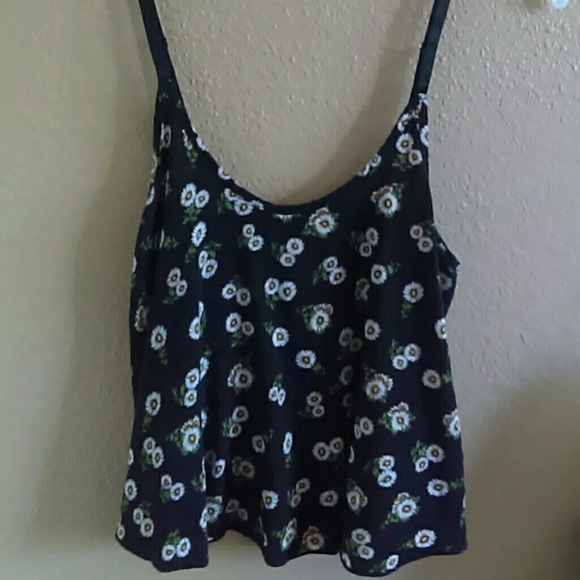 Black floral tank top