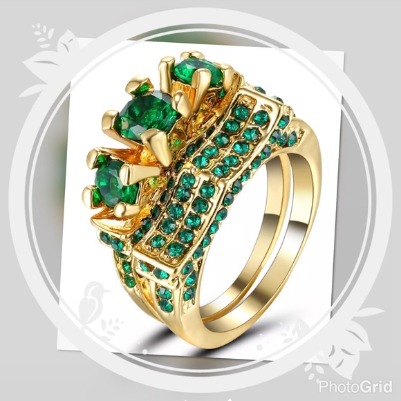 Jewelry - 💲✂️🆕 Gold filled Emerald halo cut ring