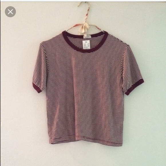 Brandy Melville striped t shirt (Maroon)