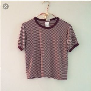 Brandy Melville striped t shirt (Maroon)