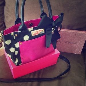 Black, White and Pink Betsey Johnson purse