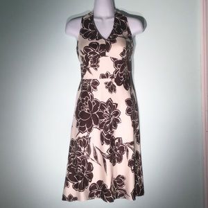 Ann Taylor floral silk fit & flare halter dress