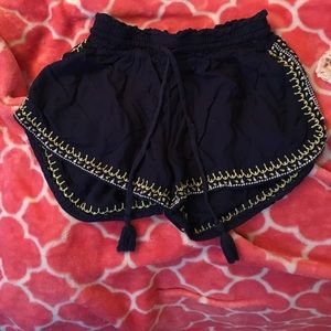 Navy, yellow and white shorts