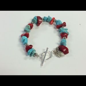 Women's Handcrafted Magnesite Red Coral Bracelet