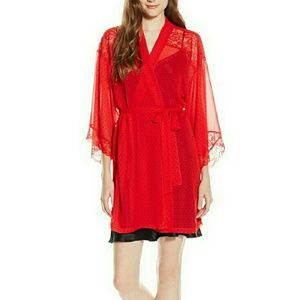 Kimono Wrap Red Polka Dots & Lace Lingerie