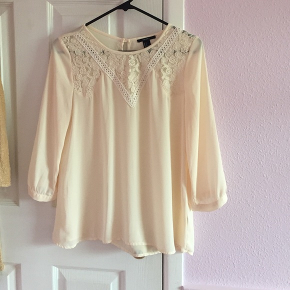 Cream long sleeve blouse