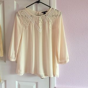 Cream long sleeve blouse