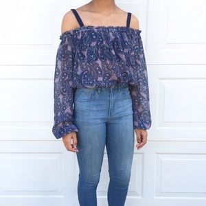 ON HOLD Off the shoulder paisley top