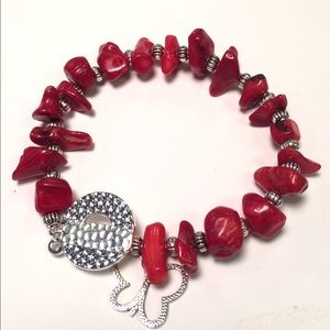 Handcrafted Women's Red Coral Bracelet