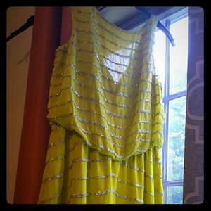 Lime Green Dress With Sparkling silver Sequins