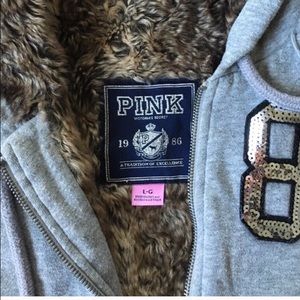 Va pink zip up fur hoodie