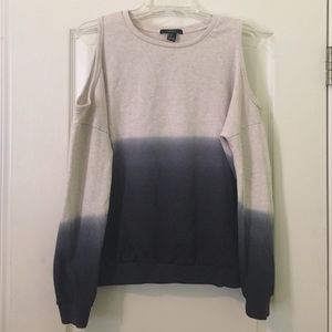 Ombré Cold Shoulder Cutout Sweater