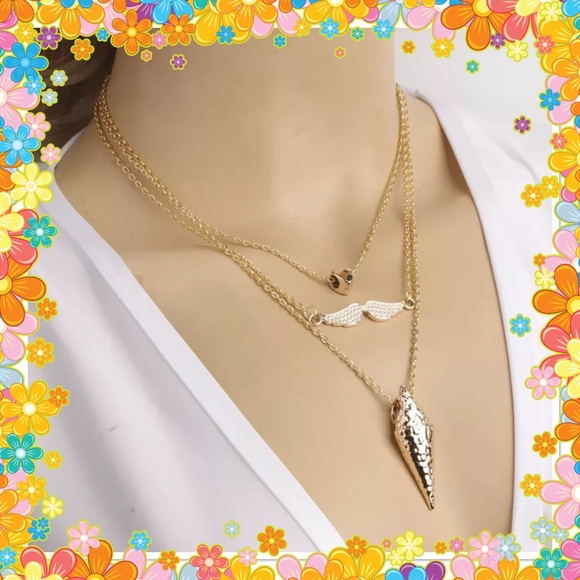 Jewelry - Fashion gold-ton layers long pendant necklace