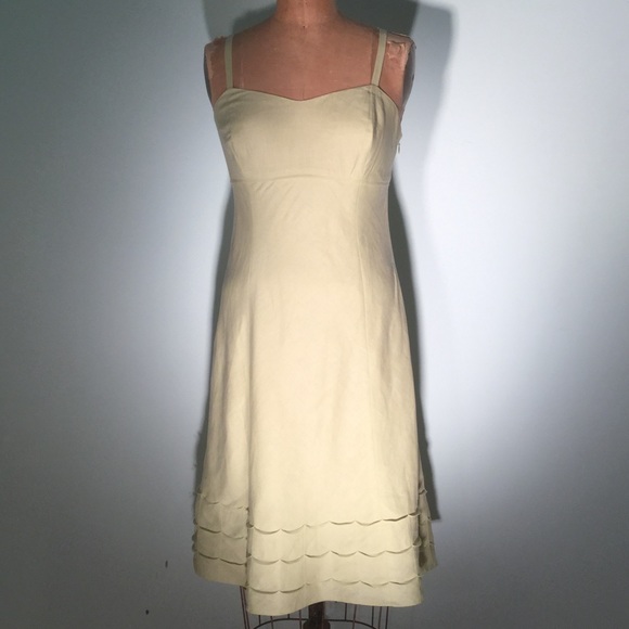 Ann Taylor LOFT lime linen sundress w/petal hem - Picture 1 of 4