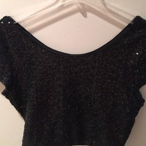 Sequined black crop top