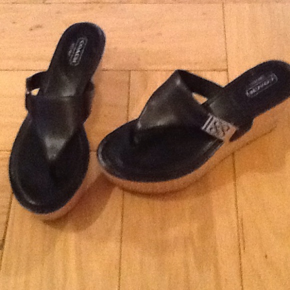 Black coach wedges - Picture 1 of 2