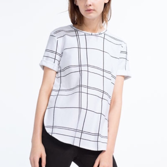 Zara Trafaluc Black and White Pin Stripe Top