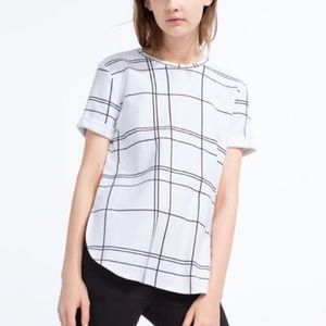 Zara Trafaluc Black and White Pin Stripe Top