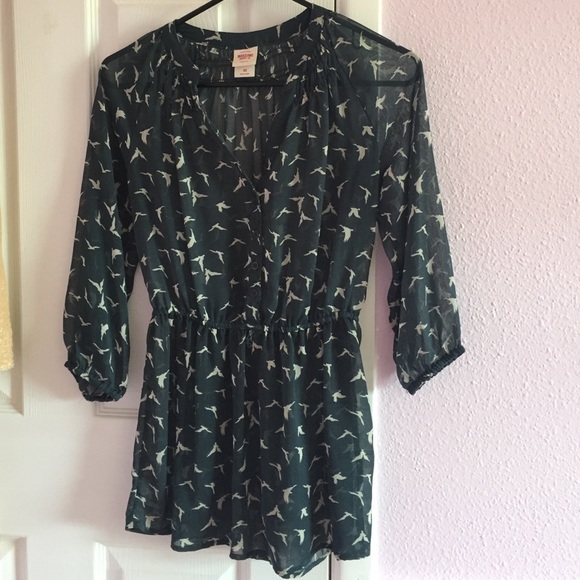 Navy bird blouse