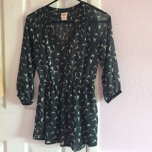 Navy bird blouse