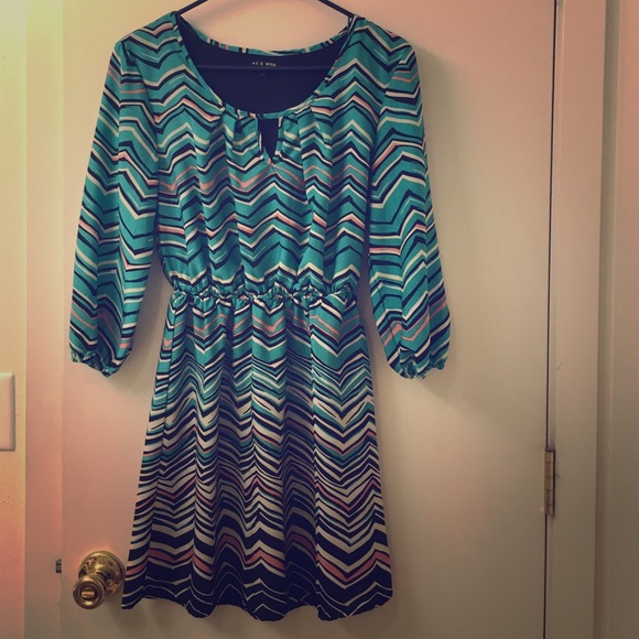 Multicolor Chevron Keyhole Dress