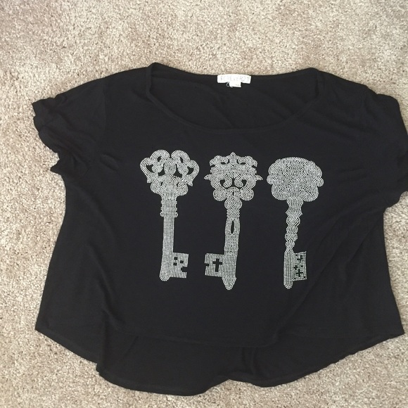 Black crop top with key bling