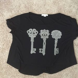 Black crop top with key bling