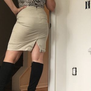 Stretch Khaki Pencil Skirt