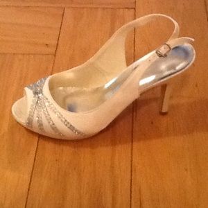 Ivory colored heels with rhinestones