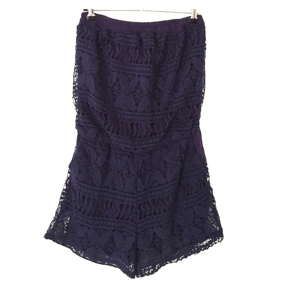 Navy Crochet Beach Romper