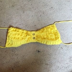 Ruffled yellow bikini top