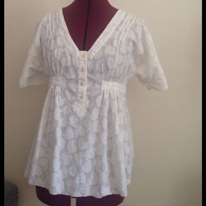 Marc by Marc Jacobs White Flutter Sleeve Top