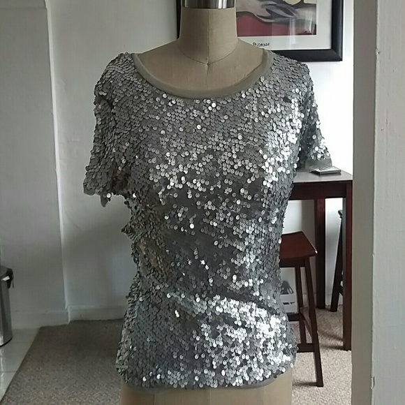 zara silver sequin top