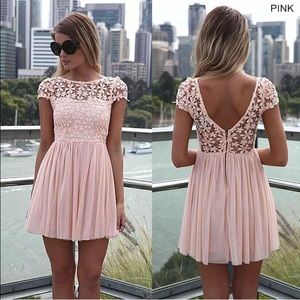 Light pink dress with lace top and zipper back