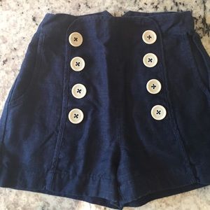High waisted navy shorts