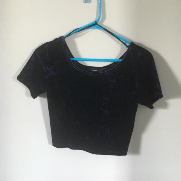 Blue suede crop top