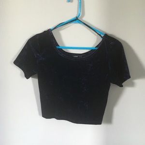 Blue suede crop top