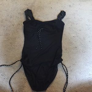 Black one piece with Polka dot accents