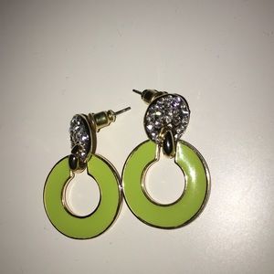 Lime green and gold earrings