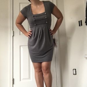 Short sleeve stretch mini dress gray / grey