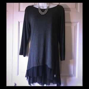 NWT Cupio gray top with sheer black trim