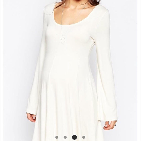 Asos maternity bell sleeve cream dress