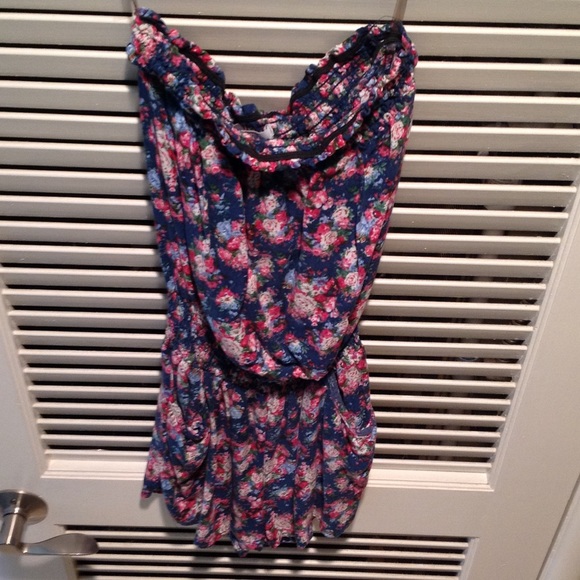 Navy and Pink Floral Romper