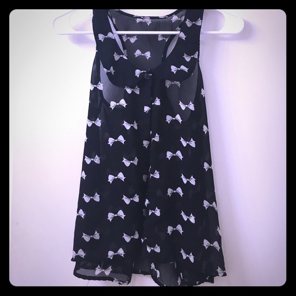 Bow Print Sheer Top