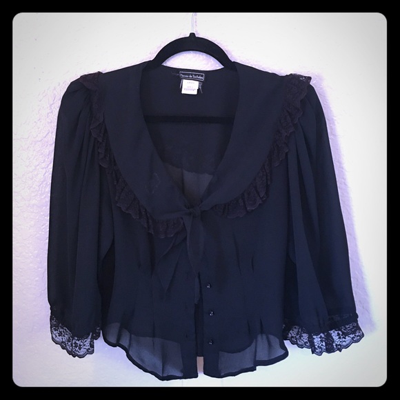 Tops - Vintage black chiffon blouse