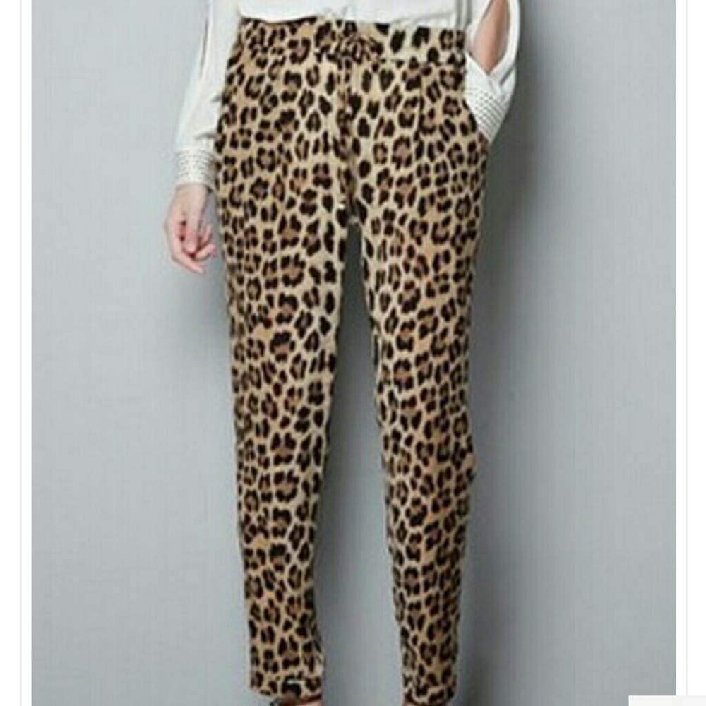 Zara Leopard drawstring pants