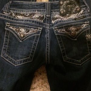 Size 26 Miss Me Zebra Crystal Pockets