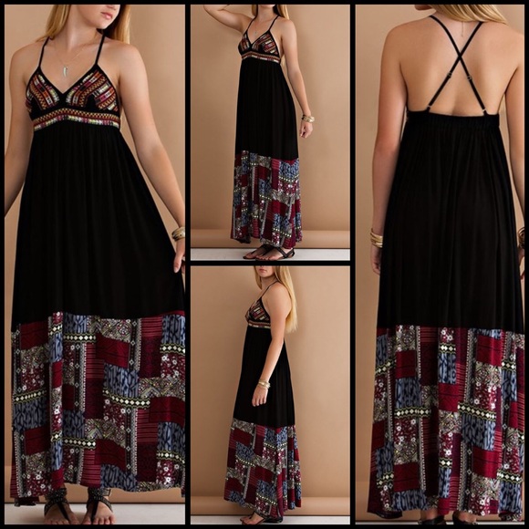 Bohemian Spaghetti Strap Maxi Dress