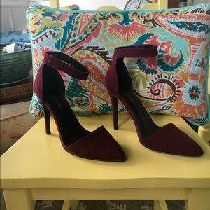 Burgundy Strap Pumps