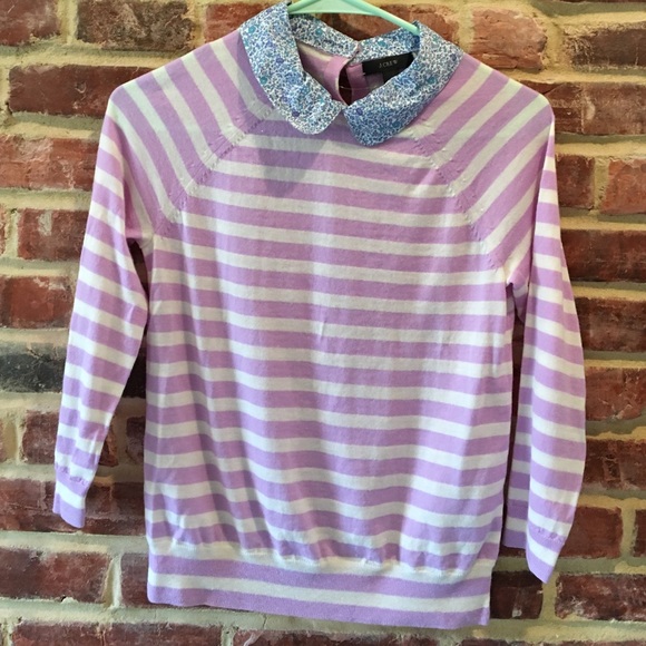 J. Crew Liberty-collar merino sweater in stripe